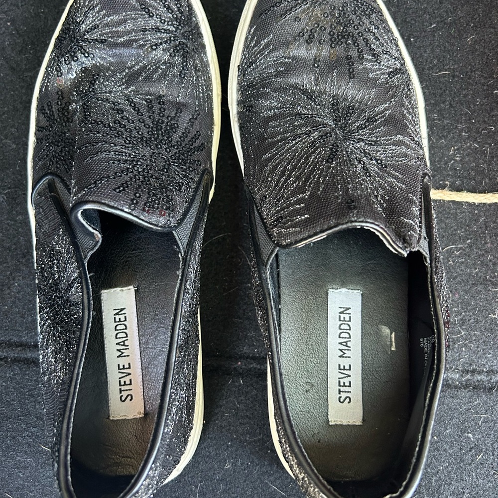 Steve Madden Black Slip-On Sneakers